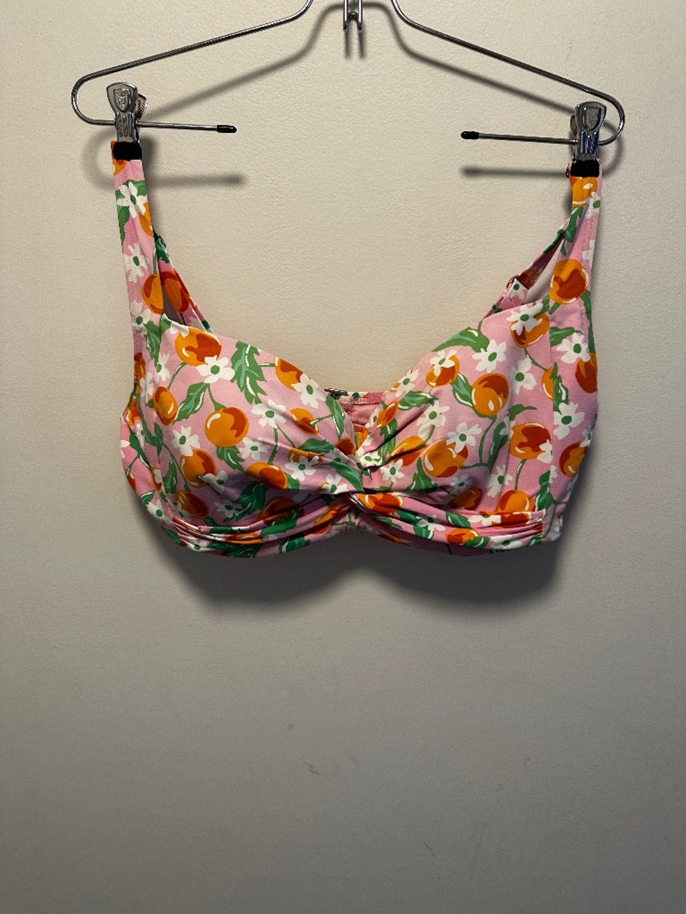 Woman's Twist Front Lands End Draper James Bikini Top Peaches 12D Nylon/Spandex